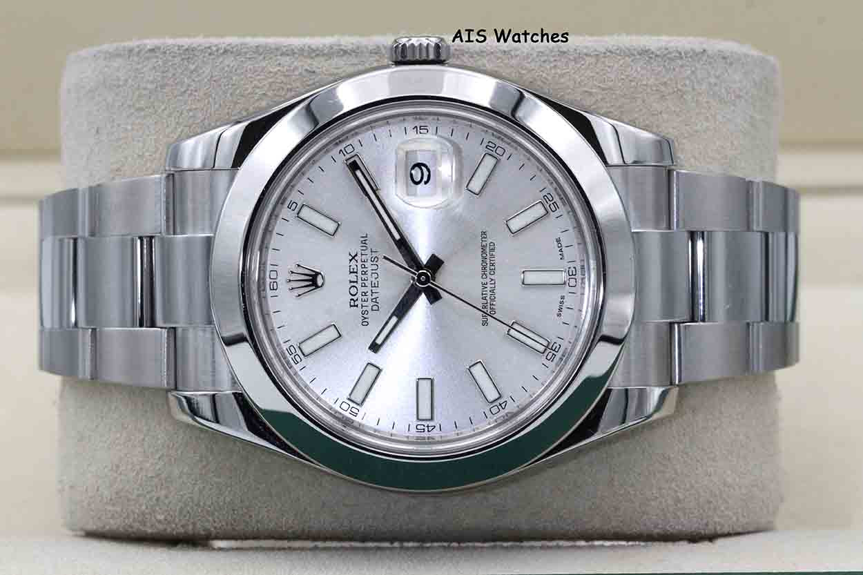 Rolex Datejust II 41MM 116300 Silver Stick Dial Stainless Steel Box & Papers
