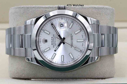 Rolex Datejust II 41MM 116300 Silver Stick Dial Stainless Steel Box & Papers