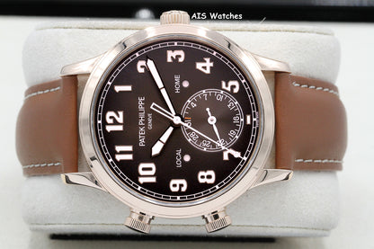 Patek Philippe 5524R Calatrava Pilot Travel Time Rose Gold Brown Dial 42MM Box & Paper