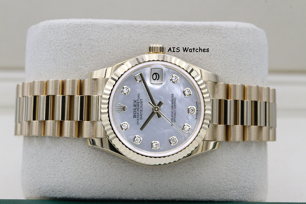 BNIB Rolex 278278 Datejust 31MM Yellow Gold Mother Of Pearl Diamond Dial MOP
