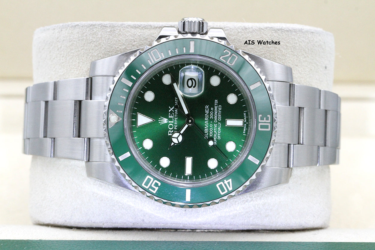Rolex Submariner 116610LV HULK Green Dial and Ceramic Bezel 2012 Box & Paper