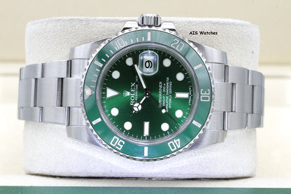 Rolex Submariner 116610LV HULK Green Dial and Ceramic Bezel 2012 Box & Paper