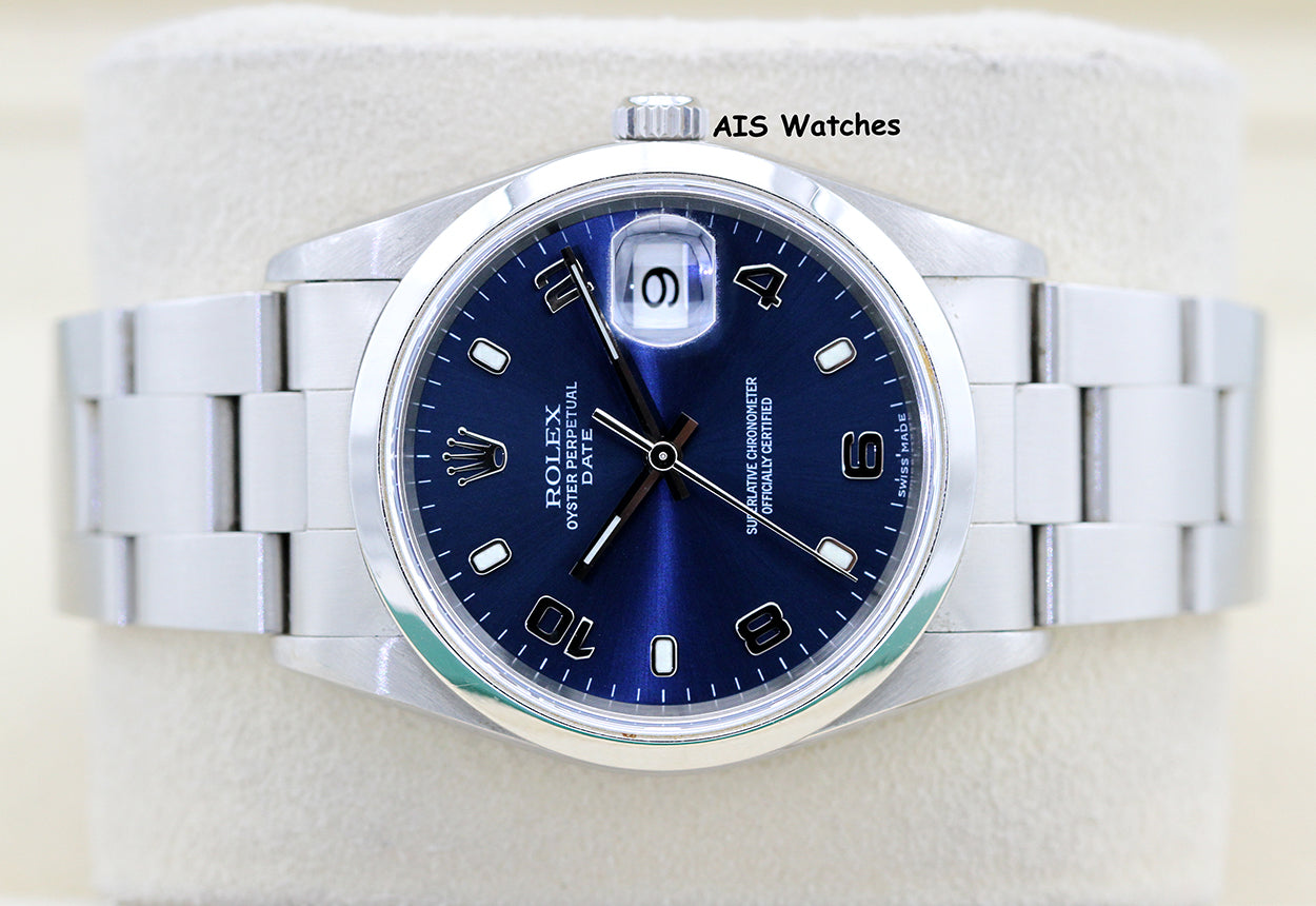 Rolex 15200 Oyster Perpetual 36 MM Arabic Blue Dial Y Serial Box & Papers