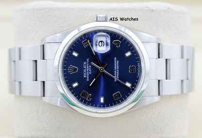 Rolex 15200 Oyster Perpetual 36 MM Arabic Blue Dial Y Serial Box & Papers