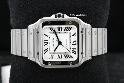 Cartier Santos De Cartier Medium Steel WSSA0029 White Dial 35.1MM Box & Papers