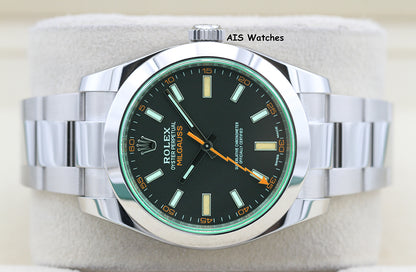 Rolex Milgauss 116400GV Black Dial / Green Crystal 2022 Box & Papers