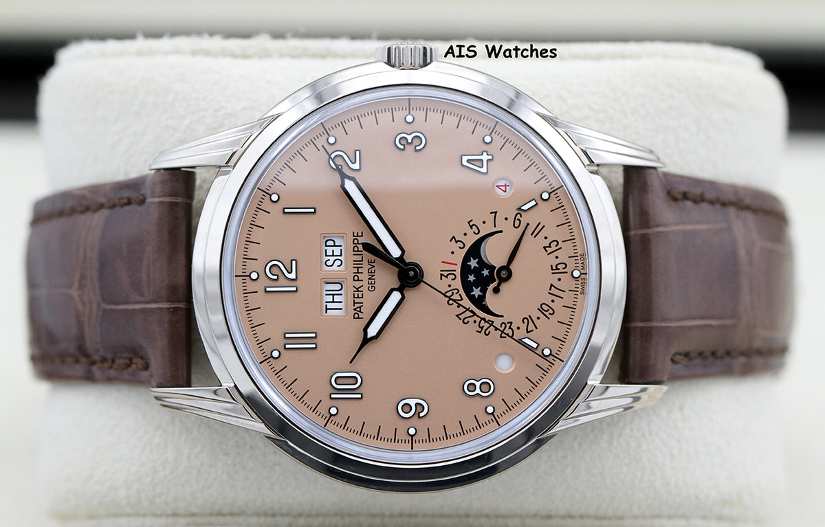 Patek Philippe Perpetual Calendar 5320G White Gold Rose Dial Box & Papers