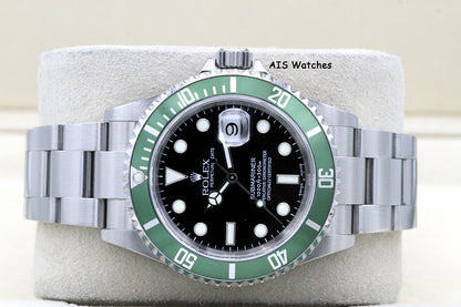 Rolex Submariner 16610LV 50th Anniversary Kermit D Serial Box & Papers