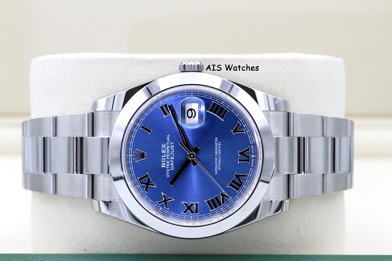 BNIB Rolex Datejust 41MM 126300 Blue Roman Dial Oyster Bracelet B&P