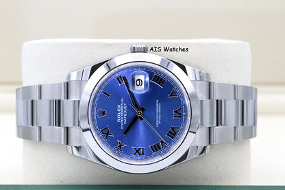 BNIB Rolex Datejust 41MM 126300 Blue Roman Dial Oyster Bracelet B&P