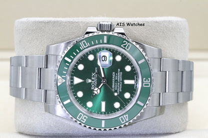 Rolex Submariner 116610LV HULK Green Dial and Ceramic Bezel 2016 Box & Paper