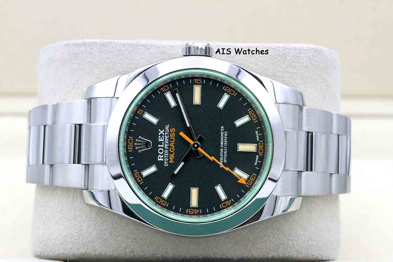 Rolex Milgauss 116400 GV Green Crystal Black Dial 2021 Box & Papers