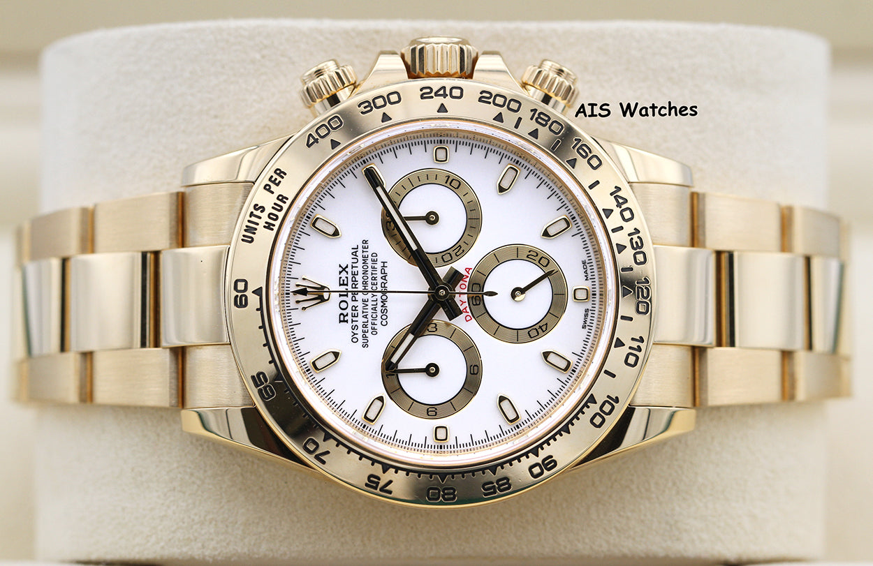 Rolex 116508 Daytona Cosmograph 18K Yellow Gold White Dial B&P
