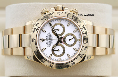 Rolex 116508 Daytona Cosmograph 18K Yellow Gold White Dial B&P