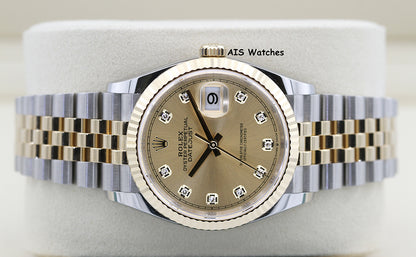 BNIB Rolex 126233 DateJust 36MM 18K YG/SS Champagne Diamond Dial Jubilee Bracelet B&P