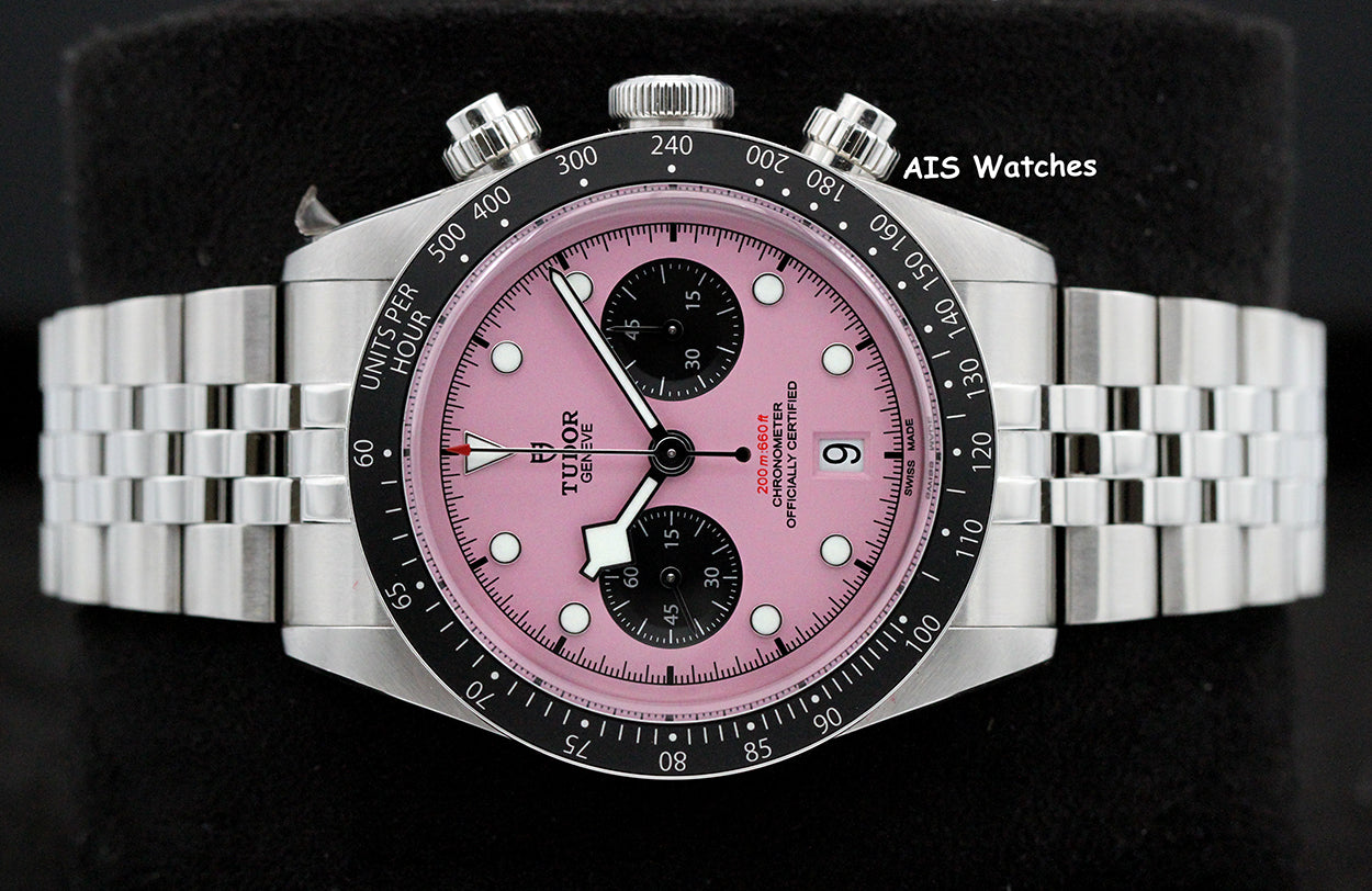 Tudor 79360N Black Bay Chronograph 41MM Pink Dial SS Jubilee Bracelet B&P