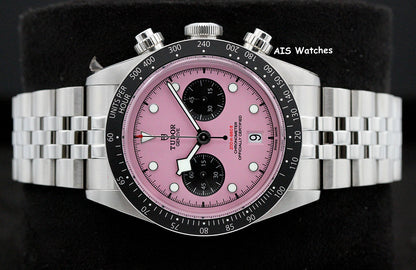 Tudor 79360N Black Bay Chronograph 41MM Pink Dial SS Jubilee Bracelet B&P