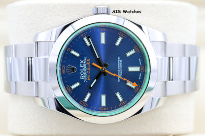 Rolex Milgauss Z-BLUE 116400GV Green Crystal Blue Dial 2023 Box & Papers