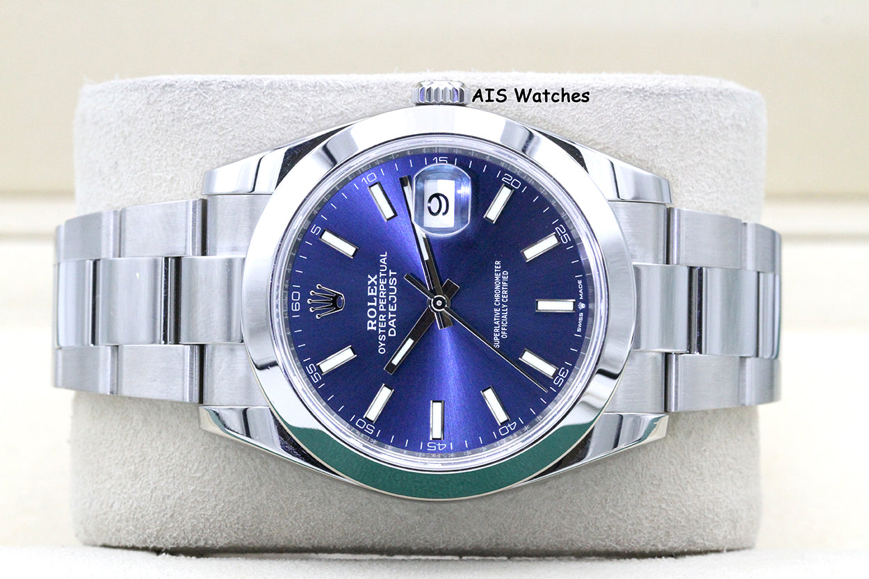 Rolex Datejust 41MM 126300 Blue Stick Dial Oyster Bracelet 2023 B&P