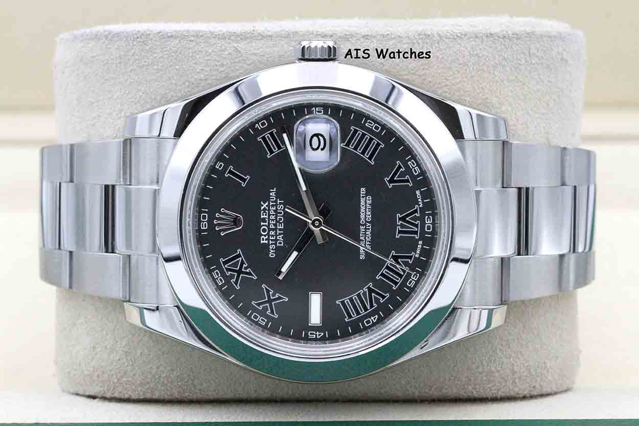Rolex Datejust II 41MM 116300 Black Roman Dial Stainless Steel Box & Papers
