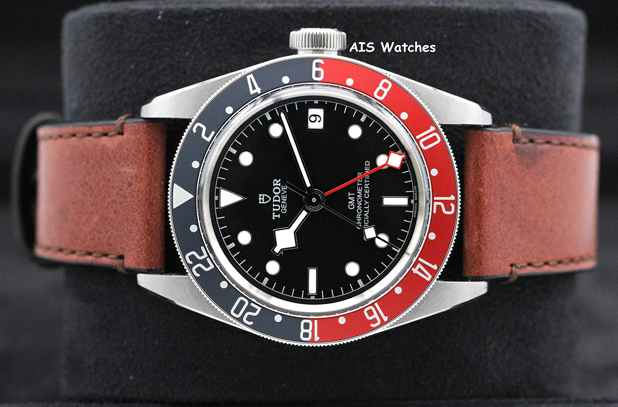 Tudor 79830RB Black Bay GMT Pepsi Stainless Leather Strap Box & Paper