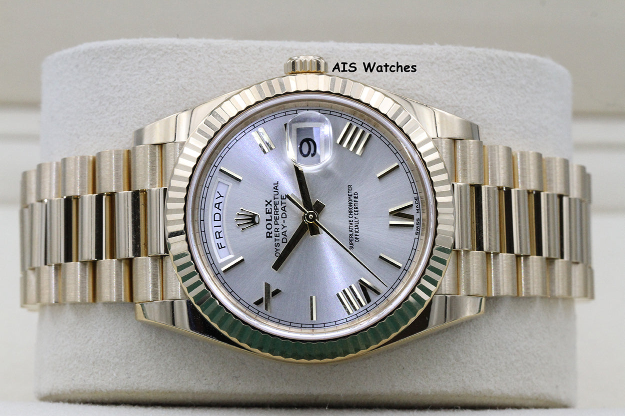 Rolex 228238 DayDate 40MM DD40 Yellow Gold Silver Roman Dial 2019 Box & Papers