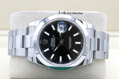 Rolex Datejust 41MM 126300 Black Stick Dial Oyster Bracelet 2021 B&P