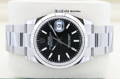 Rolex Datejust 36MM 126234 Oyster Black Stick Dial Stainless Steel B&P
