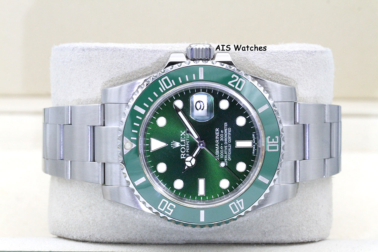 Rolex Submariner 116610LV HULK Green Dial and Ceramic Bezel 2016 Box & Paper