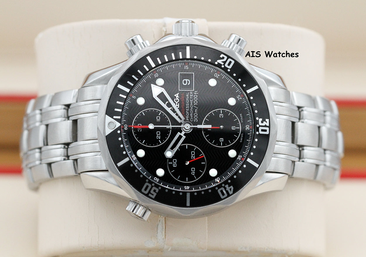Omega Seamaster Diver 213.30.42.40.01.001 300M Automatic 41.5 Chronograph SS Bracelet B&P