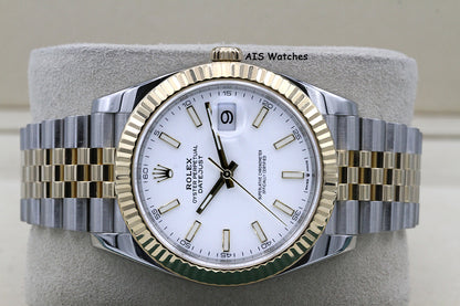 Rolex 126333 DateJust 41MM 18K YG/SS White Stick Dial Jubilee 2020 B&P