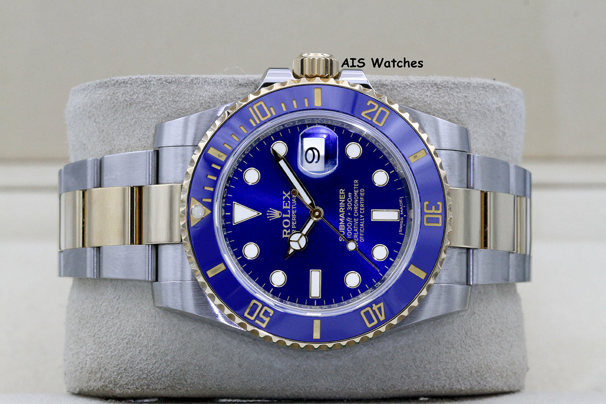 Rolex Submariner 18K YG/SS 116613LB SunBurst Blue Dial Ceramic 40MM 2018 B&P