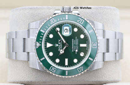 Rolex Submariner 116610LV HULK Green Dial and Ceramic Bezel 2016 Box & Paper