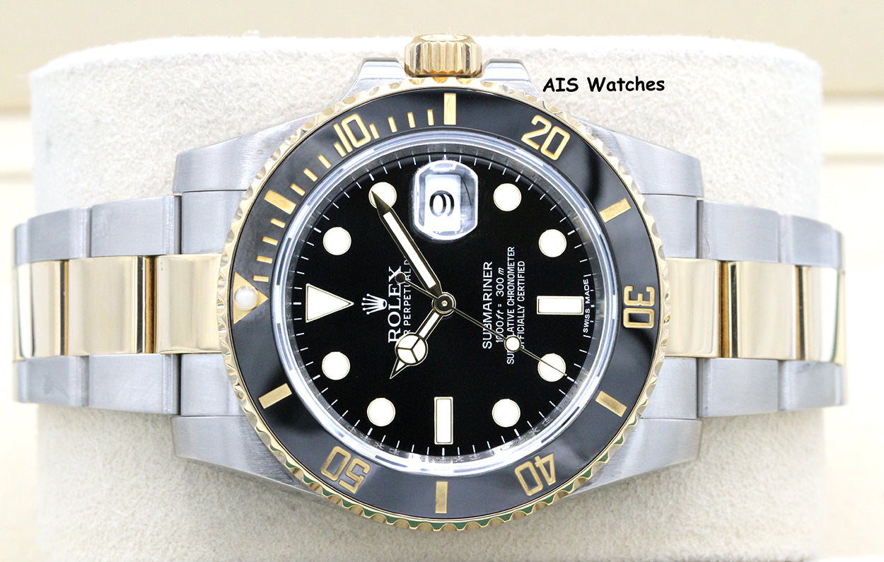 Rolex Submariner 18K YG/SS 116613LN Black Dial Ceramic 40MM 2015 B&P