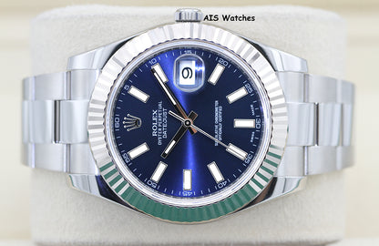 Rolex Datejust II 41MM 116334 Blue Stick Dial Stainless Steel 2017 Box & Papers
