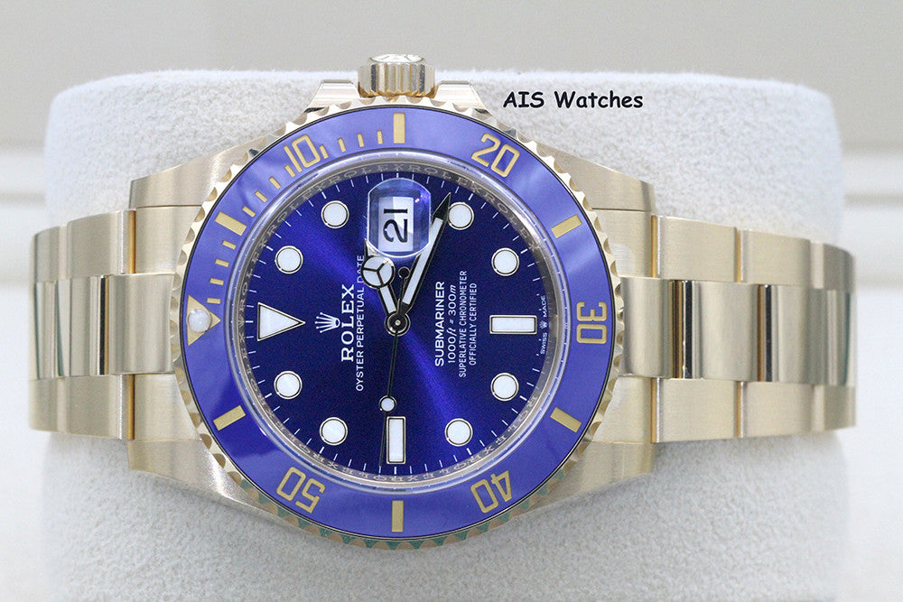 BNIB Rolex Submariner Ceramic 126618LB 41MM 18K Yellow Gold Sunburst Blue Dial Box & Papers