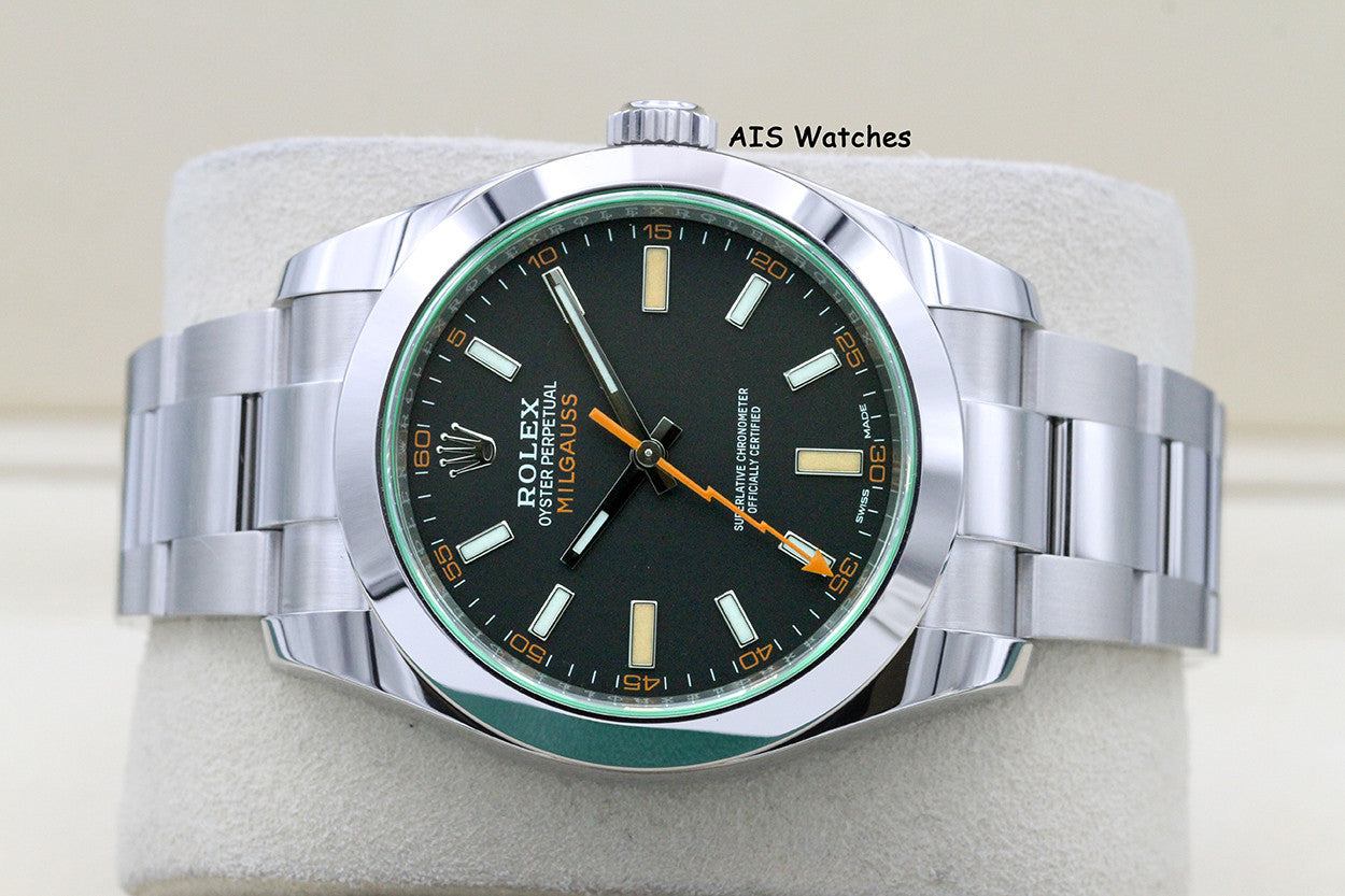 Rolex Milgauss 116400GV Black Dial / Green Crystal 2021 Box & Papers