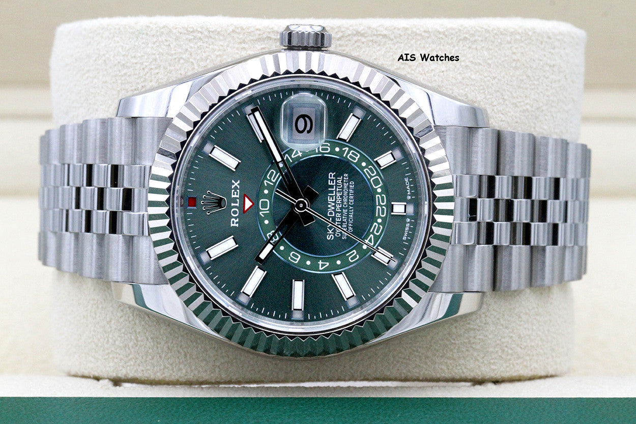 Rolex 326934 Sky-Dweller Stainless Steel Green Dial Jubilee 2024 Box & Papers