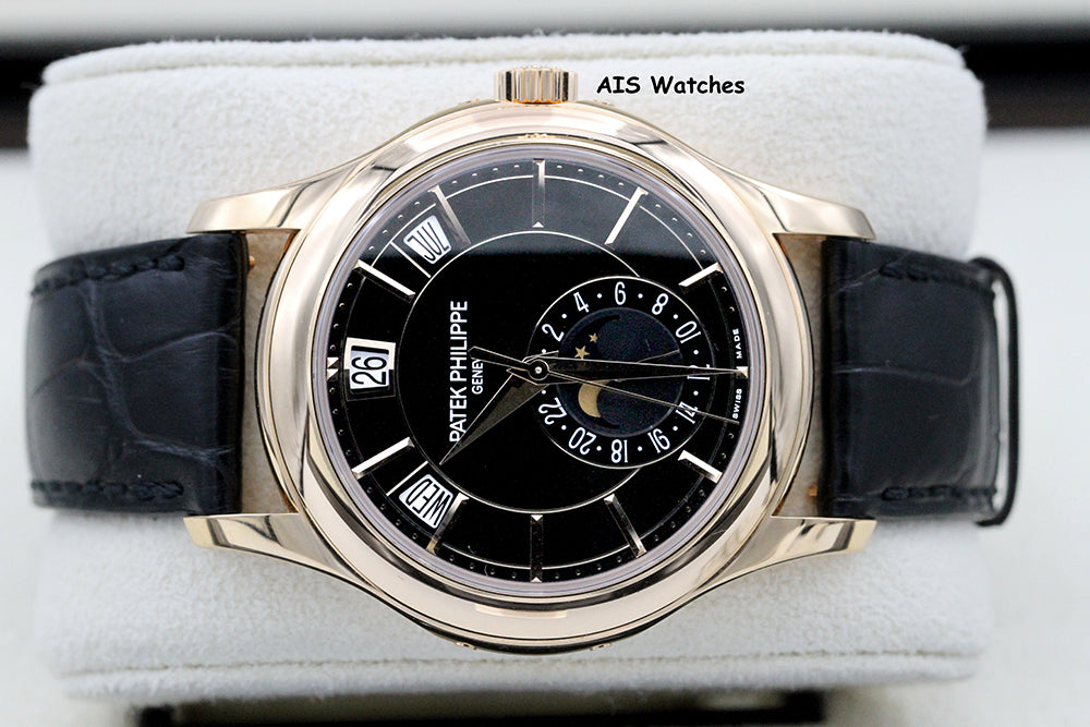 Patek Philippe Annual Calendar 5205R Rose Gold Black Dial Box & Papers