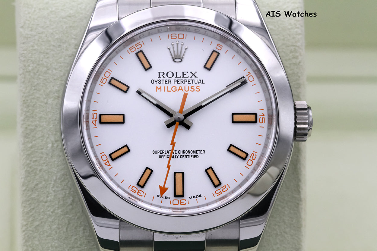 Rolex Milgauss 116400 White Dial Box & Papers