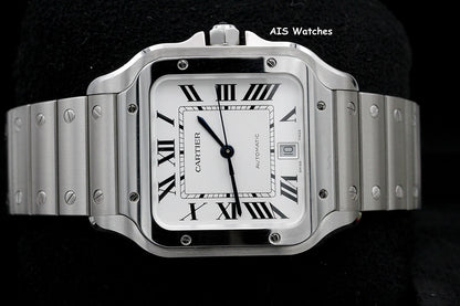 BNIB Cartier Santos De Cartier Large Steel WSSA0018 White Dial 39.8MM B&P