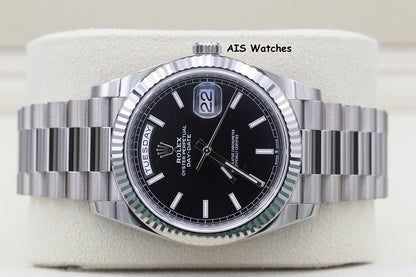 BNIB Rolex 228239 DayDate 40MM DD40 White Gold Black Stick Dial
