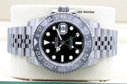 BNIB Rolex GMT Master II 126710GRNR Jubilee Black / Grey Bezel Bruce Wayne B&P