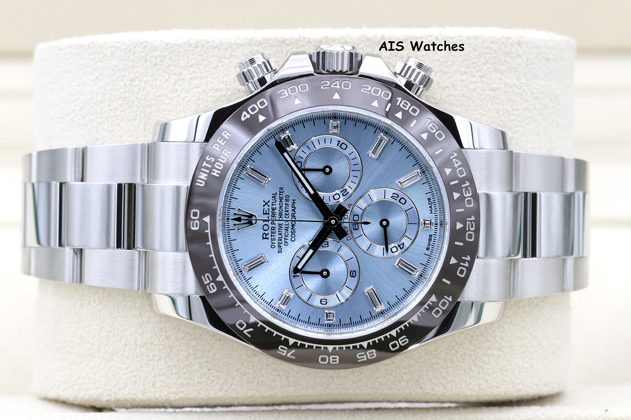 BNIB Rolex 116506 Platinum Daytona Cosmograph Ice Blue Diamond Dial Platona B&P