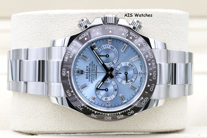 BNIB Rolex 116506 Platinum Daytona Cosmograph Ice Blue Diamond Dial Platona B&P