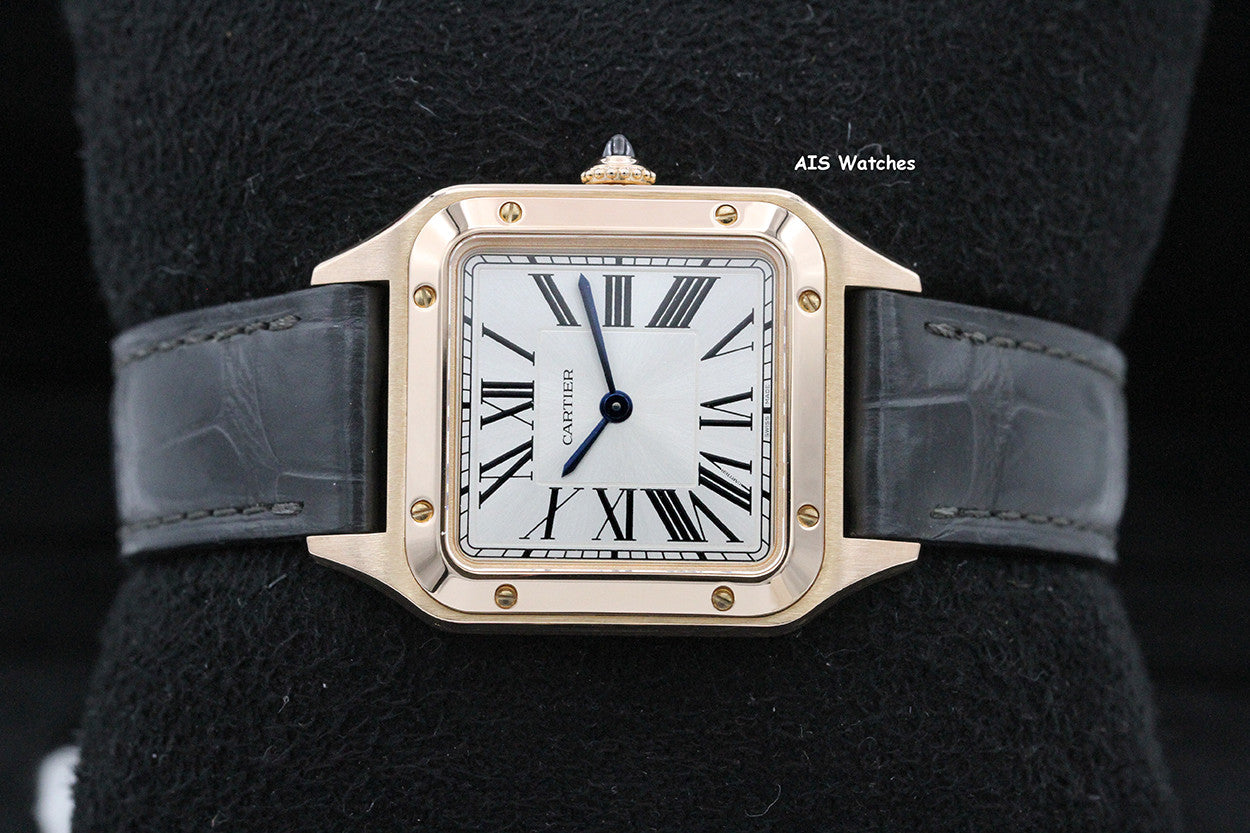 Cartier Santos Dumont Small WGSA0022 18K RG 38MM x 27.5MM Silver Dial Box & Paper
