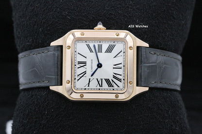 Cartier Santos Dumont Small WGSA0022 18K RG 38MM x 27.5MM Silver Dial Box & Paper