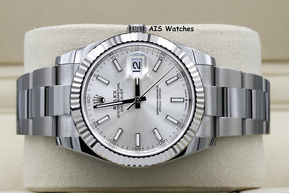 BNIB Rolex Datejust 41MM 126334 Silver Stick Dial Oyster Box & Papers