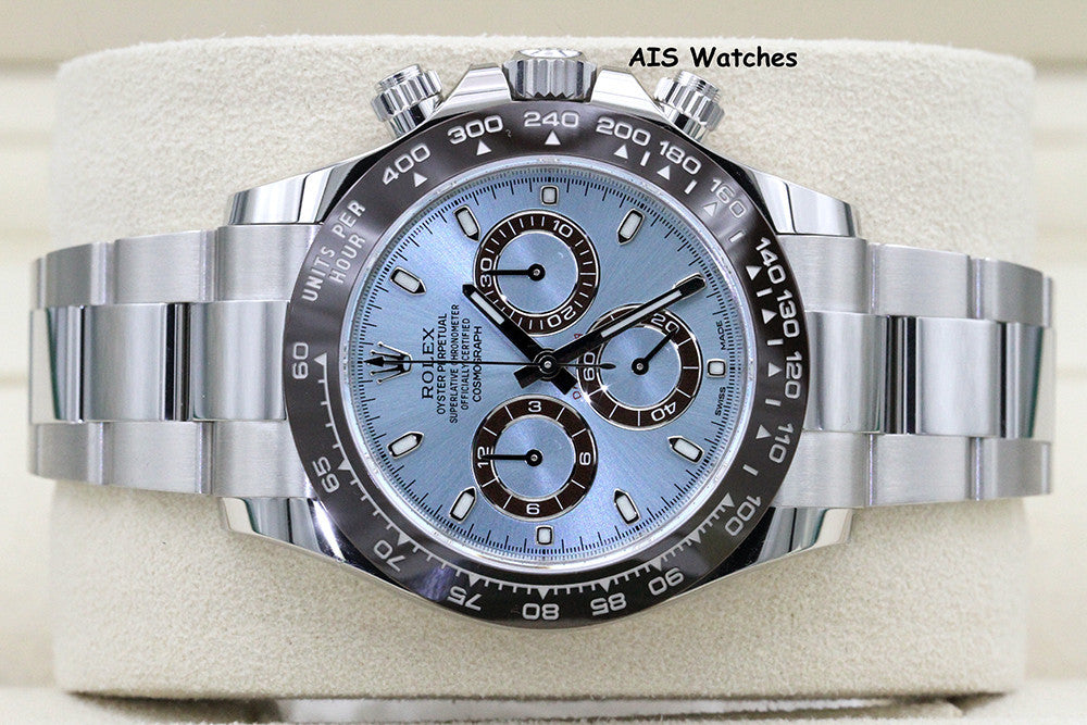 BNIB Rolex 116506 Platinum Daytona Cosmograph Ice Blue Dial Platona Box & Papers