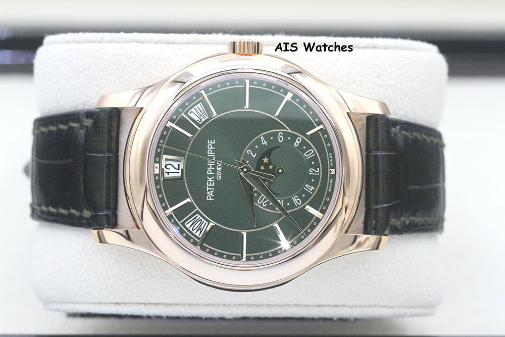 BNIB Patek Philippe Annual Calendar 5205R Rose Gold Green Dial Box & Papers